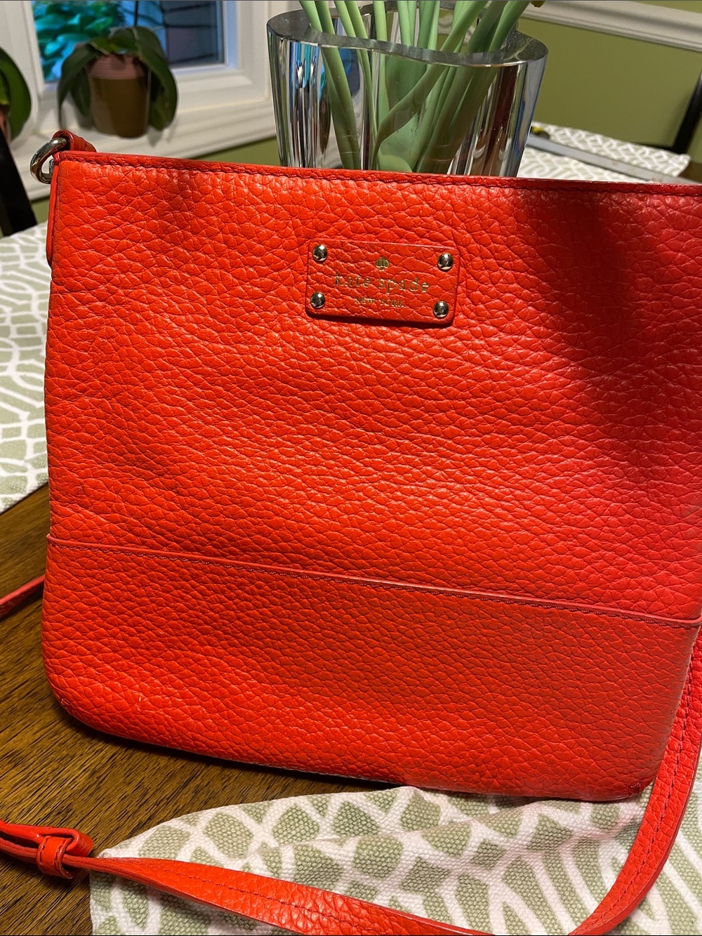 kate spade orange Pebbled Leather Crossbody